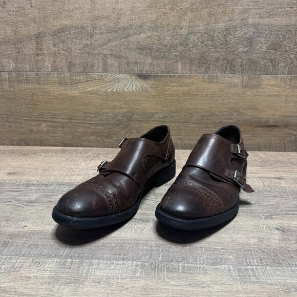 Kenneth Cole Reaction  Brown Leather Monk Strap Shoe Men's Size 9 - Picture 1 of 7